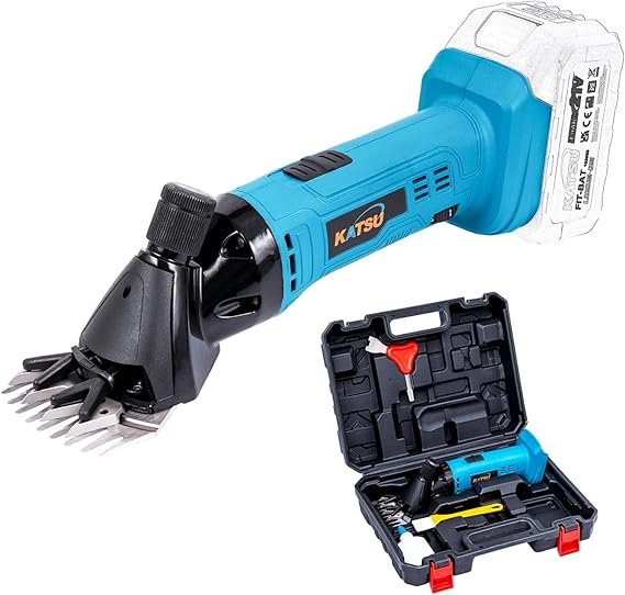 KATSU FIT-BAT Tijeras para Ovejas Inalámbricas 21V, Máquina Esquilar Ovejas Cabra Alpaca con 6 Velocidades, sin Batería ni Cargador