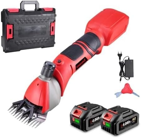 ONEVAN Esquiladora de ovejas inalámbrica, esquiladora de ovejas motor de 800 W 2 baterías esquiladora eléctrica para ovejas
