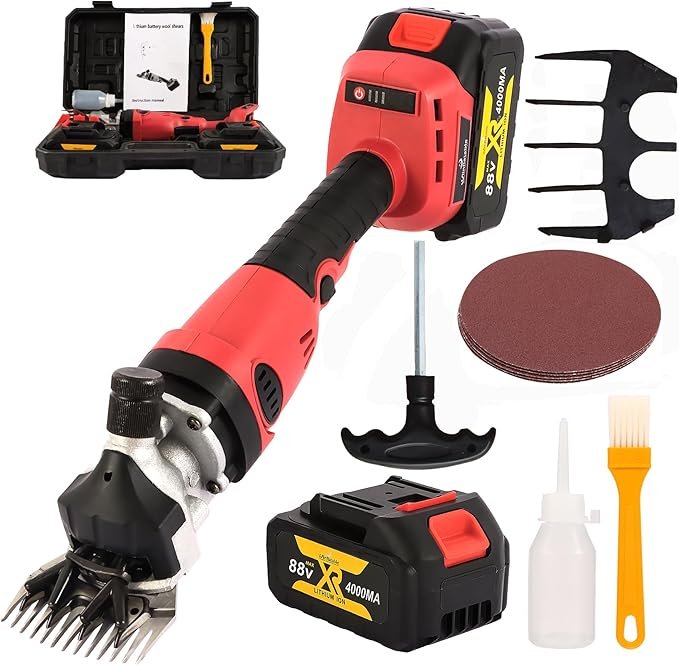 Cordless Electric Professional Sheep Shears,Rechargeable Heavy Duty Animal Grooming Clippers