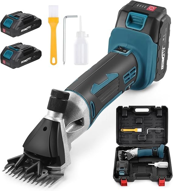 Cordless Sheep Shears 500W, Professional Rechargeable Sheep Clippers with 2 Lithium Battery, 6 Speeds